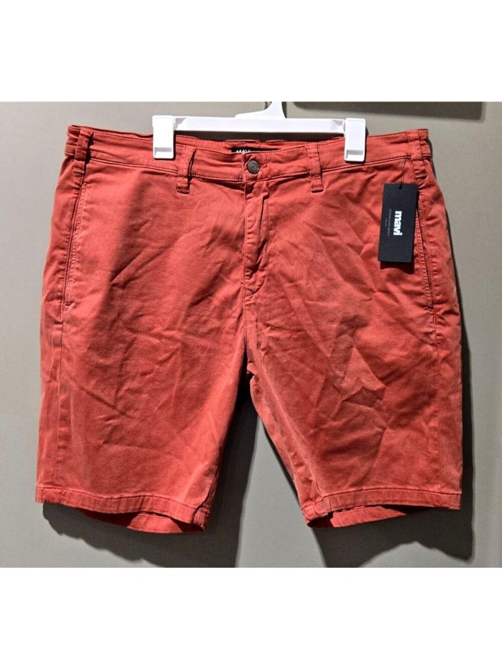 Men's Mavi Simon Chino Shorts Size 40 Waist Coral Red Marsala Twill 9.5" Inseam